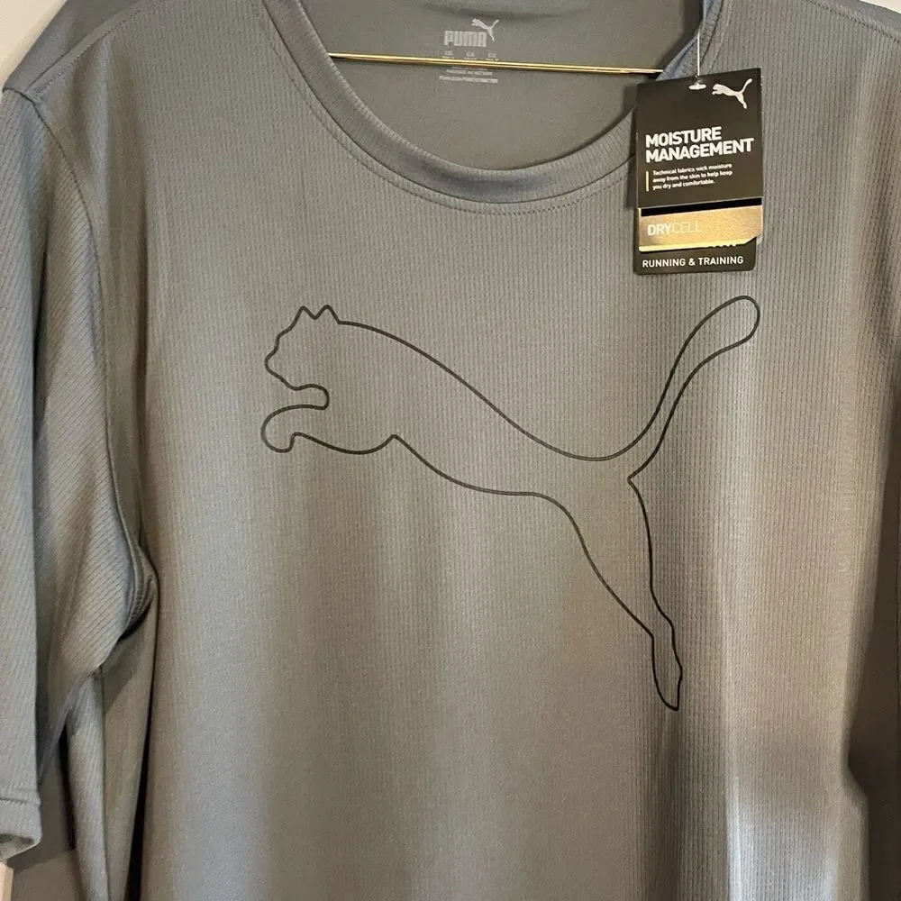 Puma Dry Cell Running & Training Gray Logo T-Shirt | SZ XXL